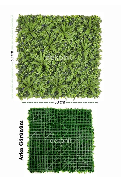 Dekonil Çiçekli Dekoratif Dikey Bahçe - Yapay Bitki Duvar Paneli 100x100 cm