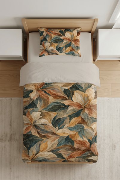 Luvis Store Botanical Art Floral Patterned Digital Printed Single Duvet Cover...