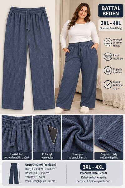 SmoothStride Kadın Battal Boy Pijama Altı Tek Alt Lastikli Rahat