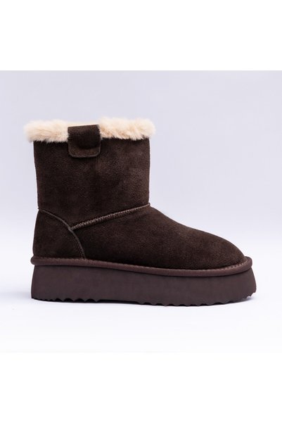 VAGAM Ghete dama 2229, piele naturala, tip UGG, Maro inchis, 40