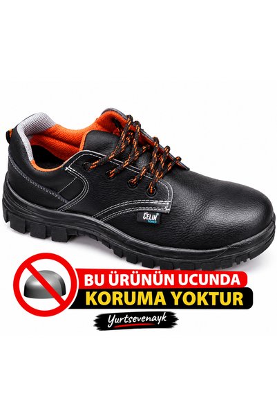 MAYALAR Çelik Burunsuz Kısa İş Ayakkabısı Siyah Turuncu Bağcıklı Sağlam Saya Kaymaz Tabanlı Günlük İş Ayakkabısı-ÇELİKSİZ