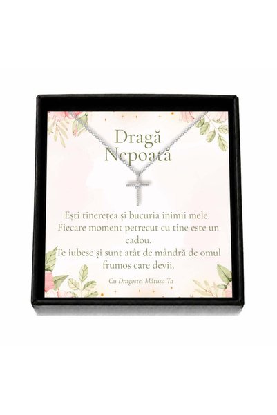 OEM Cutie cadou pentru nepoată de la mătușă – Colier cu cruce de cristal, cut...