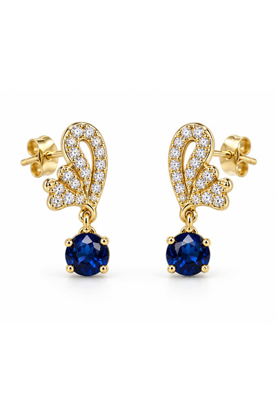 SAAF Jewelry Lyra – earrings with shiny ornament and colorful round stone