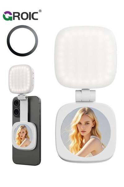 GROIC Magnetic Selfie Light, Portable Phone Ring Light with Rechargeable Batt...