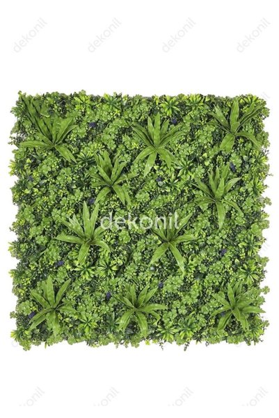 Dekonil Çiçekli Dekoratif Dikey Bahçe - Yapay Bitki Duvar Paneli 100x100 cm