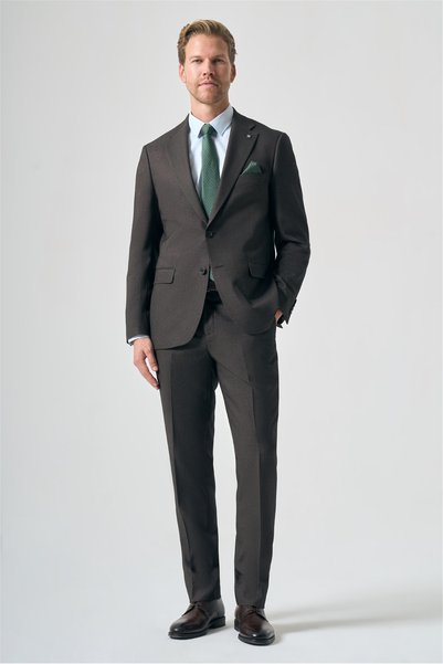 İmza Brown Mono Collar 6 Drop Comfort Fit Full Lining Flexible Suit 1001265161