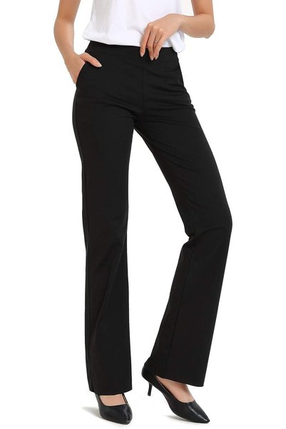 OtherMax Pantaloni Damă Eleganți Elastici Bootcut Yoga Negri XXL