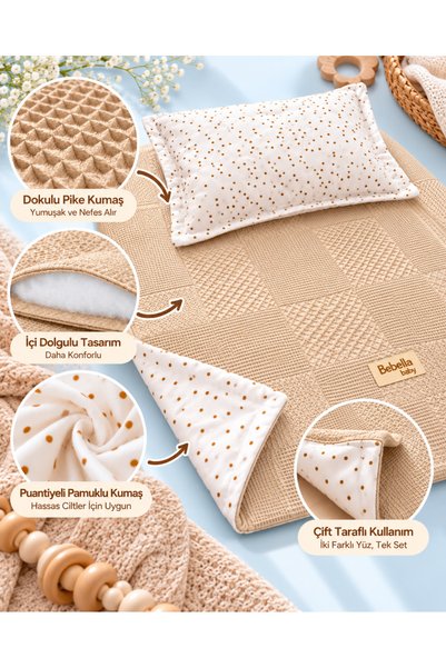Bebella Baby Changing Mat Set with Pillow, Double-Sided Soft Filled Cotton Pi...