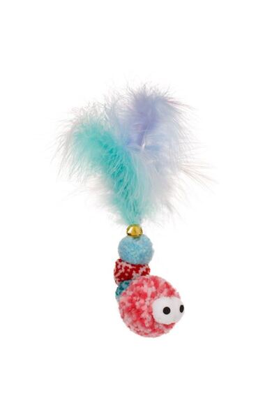 ANTBRO Jucărie de Pluș pentru Pisici cu Pene Colorate și Clopoțel 16cm, ANTBRO®