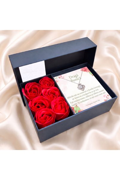 OEM Cutie cadou pentru Bunica de la Nepot – Colier Nodul Iubirii, Cutie Flora...