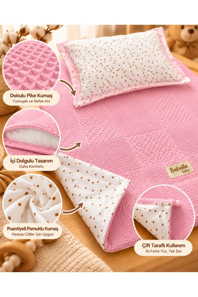 Bebella Baby Changing Mat Set with Pillow, Double-Sided Soft Filled Cotton Pi...