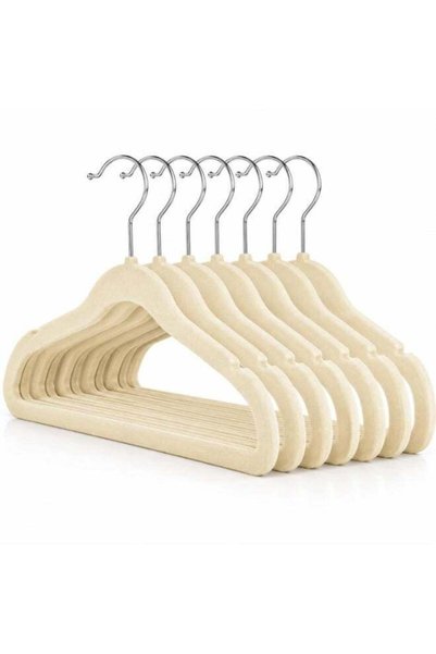 Generic Homesmiths Beige Kids Velvet Hangers Pack of 7, Slim Non-Slip Design ...