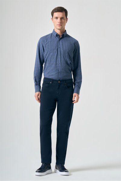 İmza Navy Blue 5 Pocket Gabardine Slim Fit Cotton Trousers 1003265317
