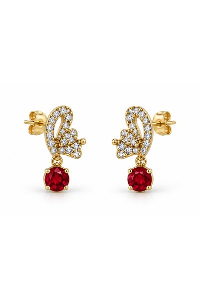 SAAF Jewelry Lyra – earrings with shiny ornament and colorful round stone