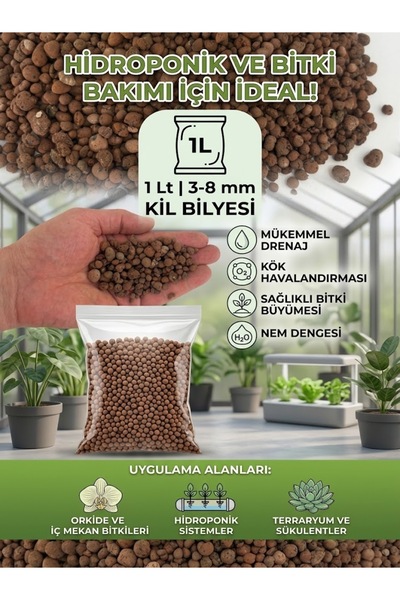 Asenya İthal Kil bilyesi 1 lt 3-8 mm Genleştirilmiş Doğal Kil Bilyesi (Hidroton) – Topraksız Tarım Kil Bilyesi Kaktüs Orkide Sukulent