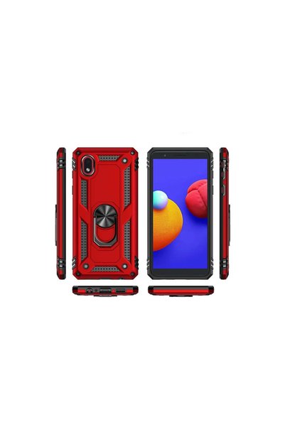 Bezos Samsung Galaxy A01 Core Case Sofia Silicone Cover with Ring - Red