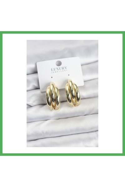 Nur store Çanta Gold Color Brass Half Hoop Model Women's Earrings Bezoss