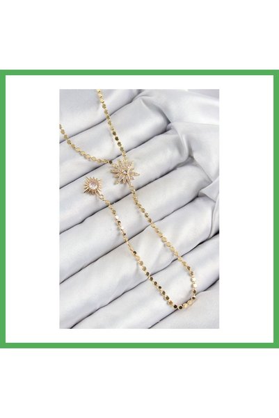 Nur store Çanta Brass Zircon Stone Crushed Chain Pole Star Model Gold Color Y...