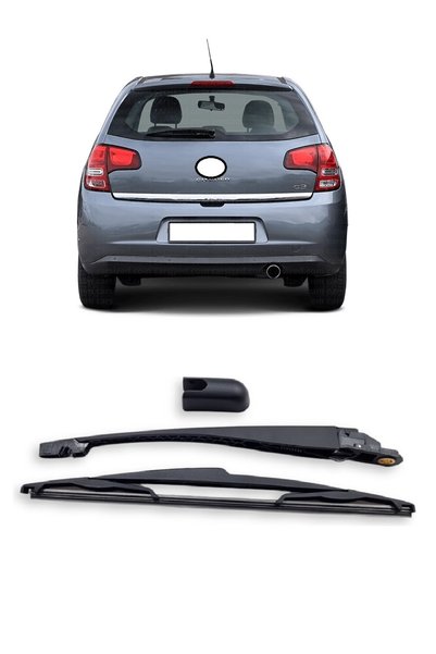 cme parts Citroen C3 2010-2016 Uyumlu Arka Cam Silecek Kolu Ve Süpürgesi Kapak Takım 6429HE