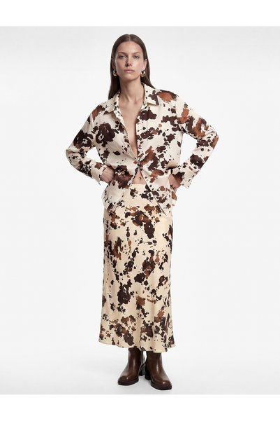 Koton Women Multi Abstract Print Collared Long Sleeves Shirt