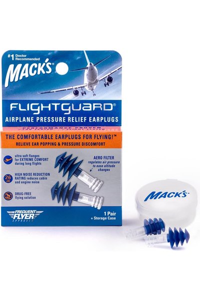 Mack's سدادات أذن مضادة للضغط للطائرات من Flightguard - 26 ديسيبل NRR - مريحة...