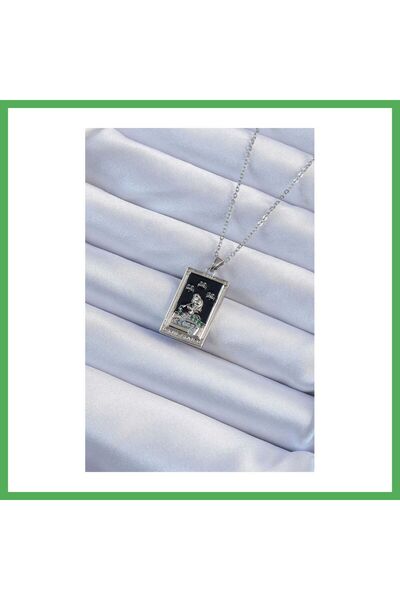 Nur store Çanta سلسلة فولاذية 316L فضية اللون مع حجر الزركون والمينا السوداء ...