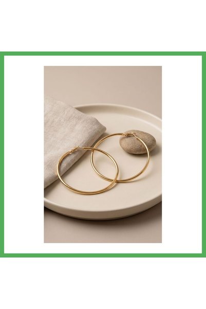 Nur store Çanta 316L Steel Gold Color 66 mm Hoop Earrings Bezoss
