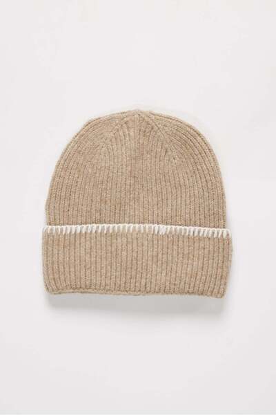 PAULMARK Women's Knitted Beanie with Sewing Detail