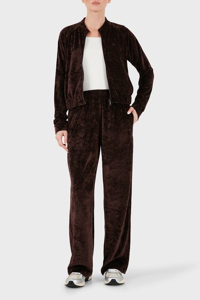 Emporio Armani Logolu Regular Fit Düz Paça Kadife Dokulu Eşofman Takımı Kadın...