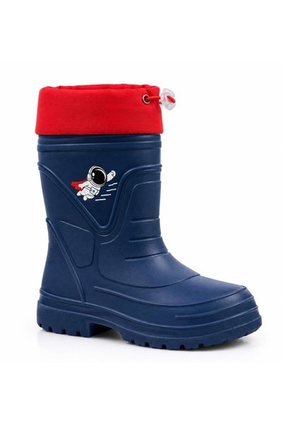 Tuğba Ortopedi 0015 Lightweight Boys' Navy Blue Rain Boots with Fleece Inside