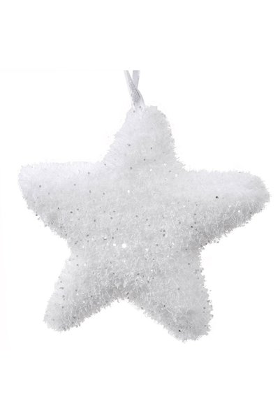 DD SHOP Ornament Brad de Craciun Stea Alba Irizata Tinsel 9cm
