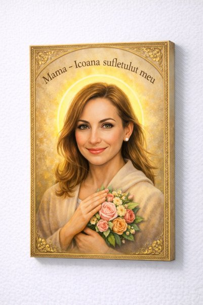 Fabricacucadouri.ro Icoană modernă pe canvas pentru Mama „Mama – Icoana sufle...