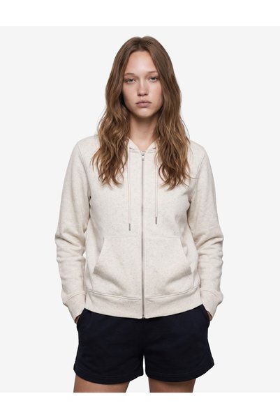 Koton Women White Graphic Print Hooded Long Sleeves Hoodie