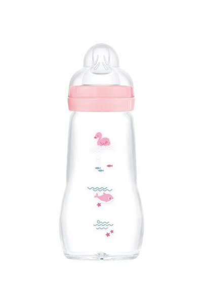 MAM Γυάλινο Μπουκάλι Feel Good 260ml 2 μήνες+ Ροζ_375SGc