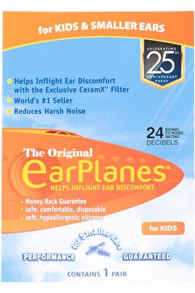 EarPlanes سدادات أذن أصلية للأطفال/الأذنين الصغيرة، حماية بفلترة الضغط للسفر ...