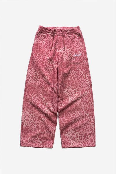 Crupt Studio Pantaloni de trening largi cu imprimeu leopard roz pentru bărbați