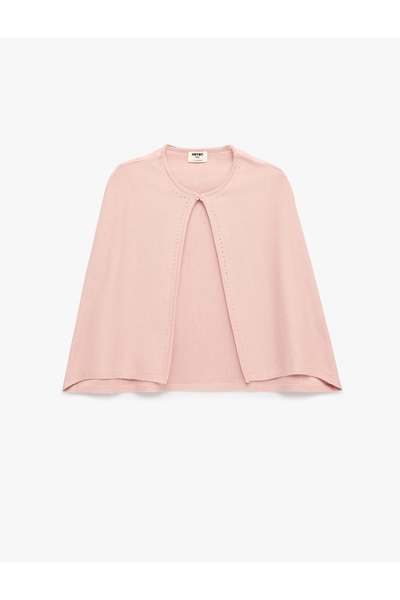 Koton Girls Pink Plain Round Neck Sleeveless Cardigan