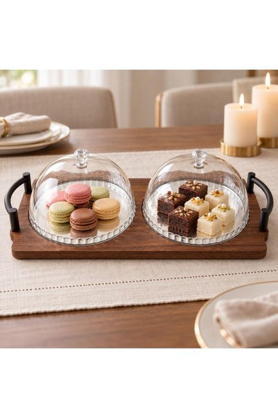 laverahome Lavinia Wooden Serving Set with Transparent Cover |