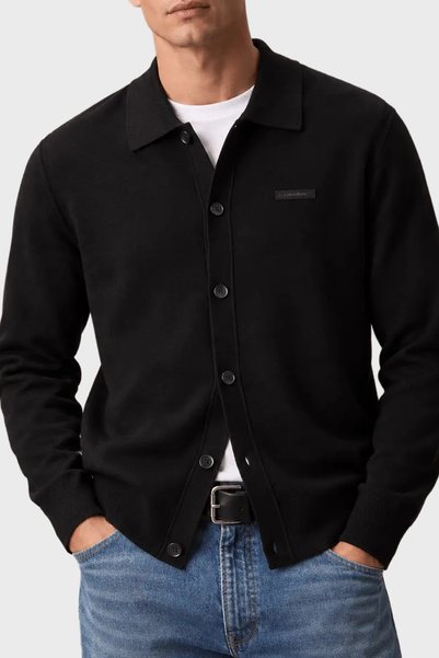 Calvin Klein Regular Fit Kalasik Yaka Düğmeli Triko Kazak LV04LH318GUB1 Erkek...
