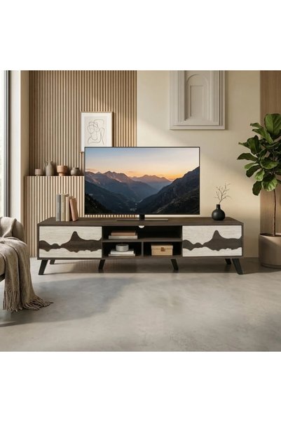 Al Hadaya Mall طاولة بلازما من خشب بتصميم عصري مودرن ــ بني ــ 180×40×45 سم