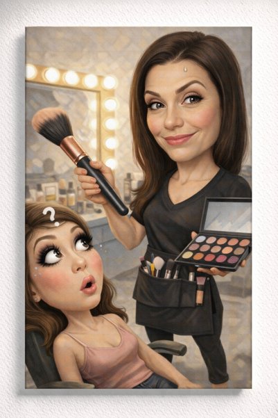Fabricacucadouri.ro Tablou Canvas Caricatură Makeup Artist Amuzantă – Portret...