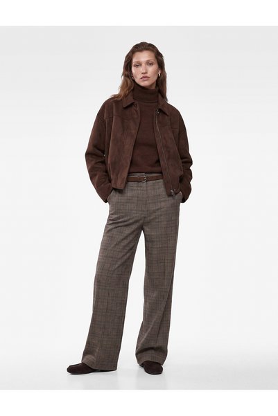 Koton Women Brown Checked Trousers