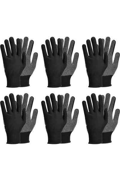 ToolHouse 6 Pairs Work Gloves - Dotted Grip Work Gloves, Non-Slip Gloves for ...