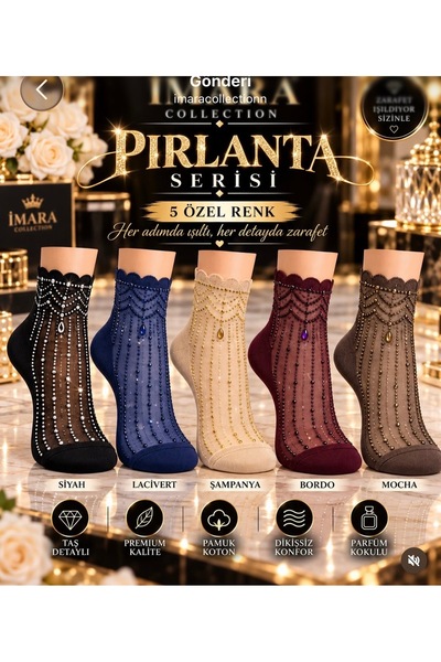 Store İMARA COLLECTION – PIRLANTA TAŞLI 5’Lİ PREMIUM ÇORAP SETİ