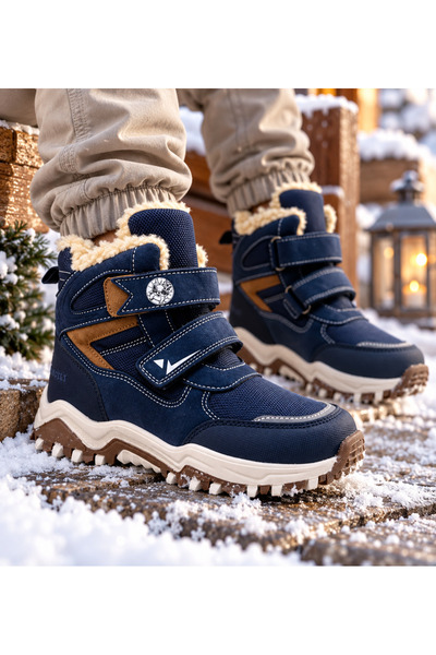 Pampılı Boys' Orthopedic Sole Fur Winter Sports Boots