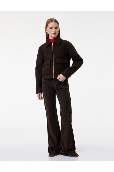 Koton Women Brown Plain Trousers