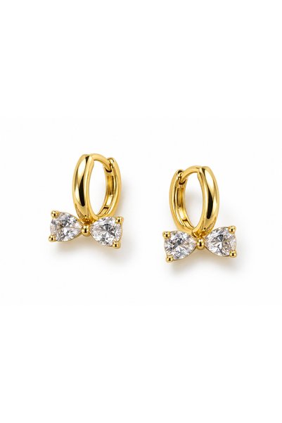 SAAF Jewelry Cercei Bella din oțel inoxidabil placat cu aur, cu fundiță din p...