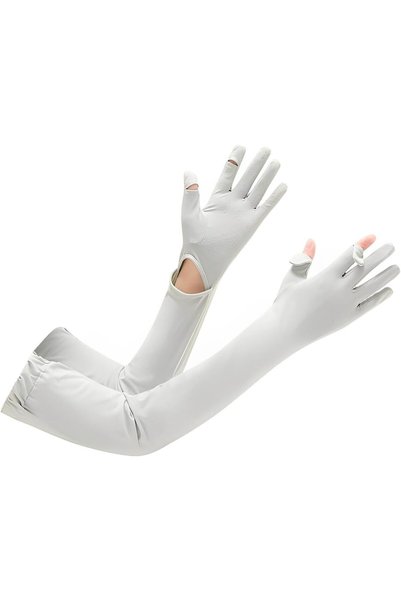KOWVOWZ Women UV Long Sun Protection Gloves, Non Slip Ice Silk Sunblock Glove...