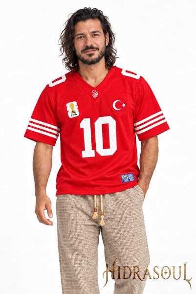 10'un Forması Türkiye Milli Takımlar Efsane 10 Numara Kırmızı Oversize Forma T-Shirt