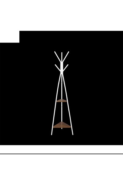 IN HOME STORE علاقة ملابس معدنية عصرية مع أرفف خشبية للتخزين